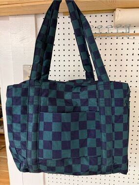 Baggu navy check small cloud carry-on